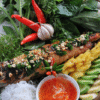 Cá lóc nướng chui cuốn bánh tráng