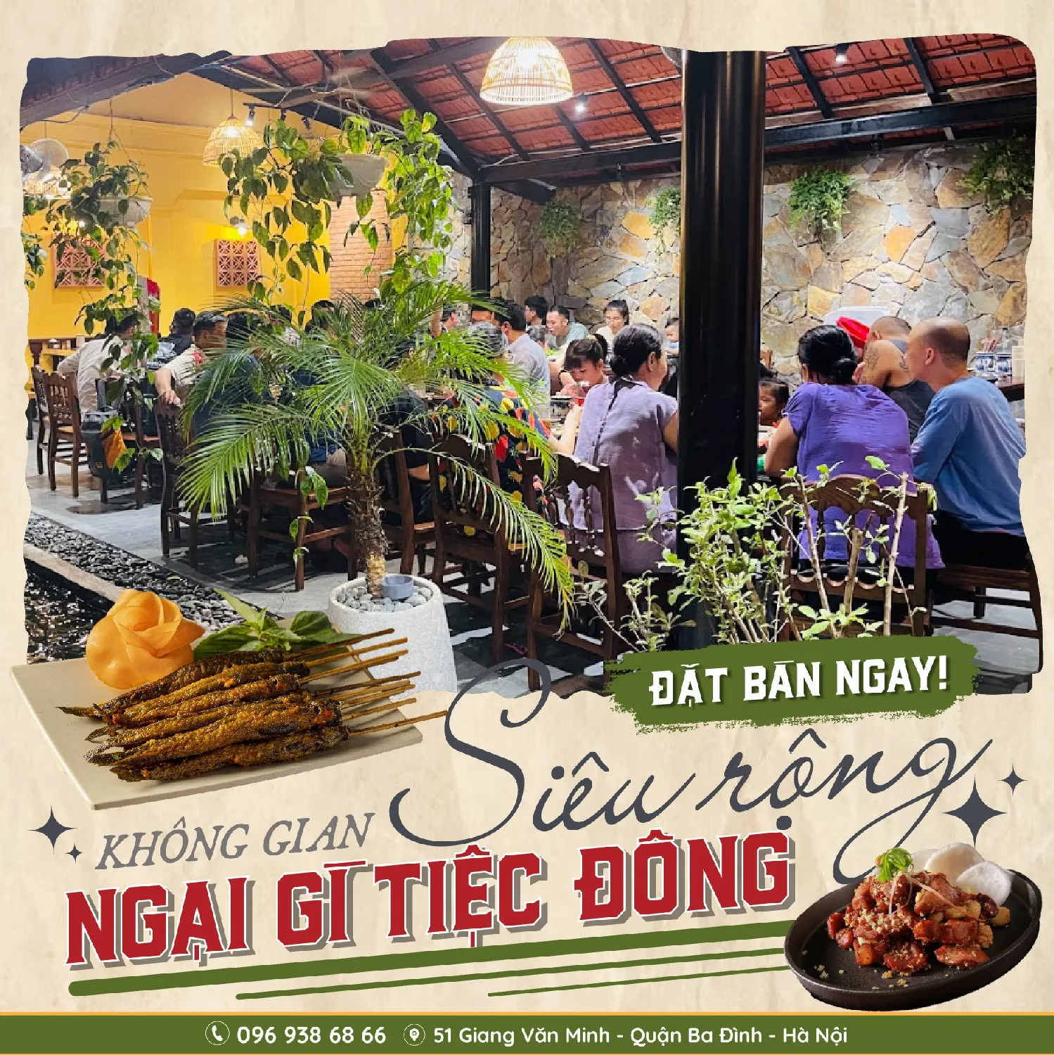 Nhà hàng rộng rãi, dễ đỗ xe tại Smart City