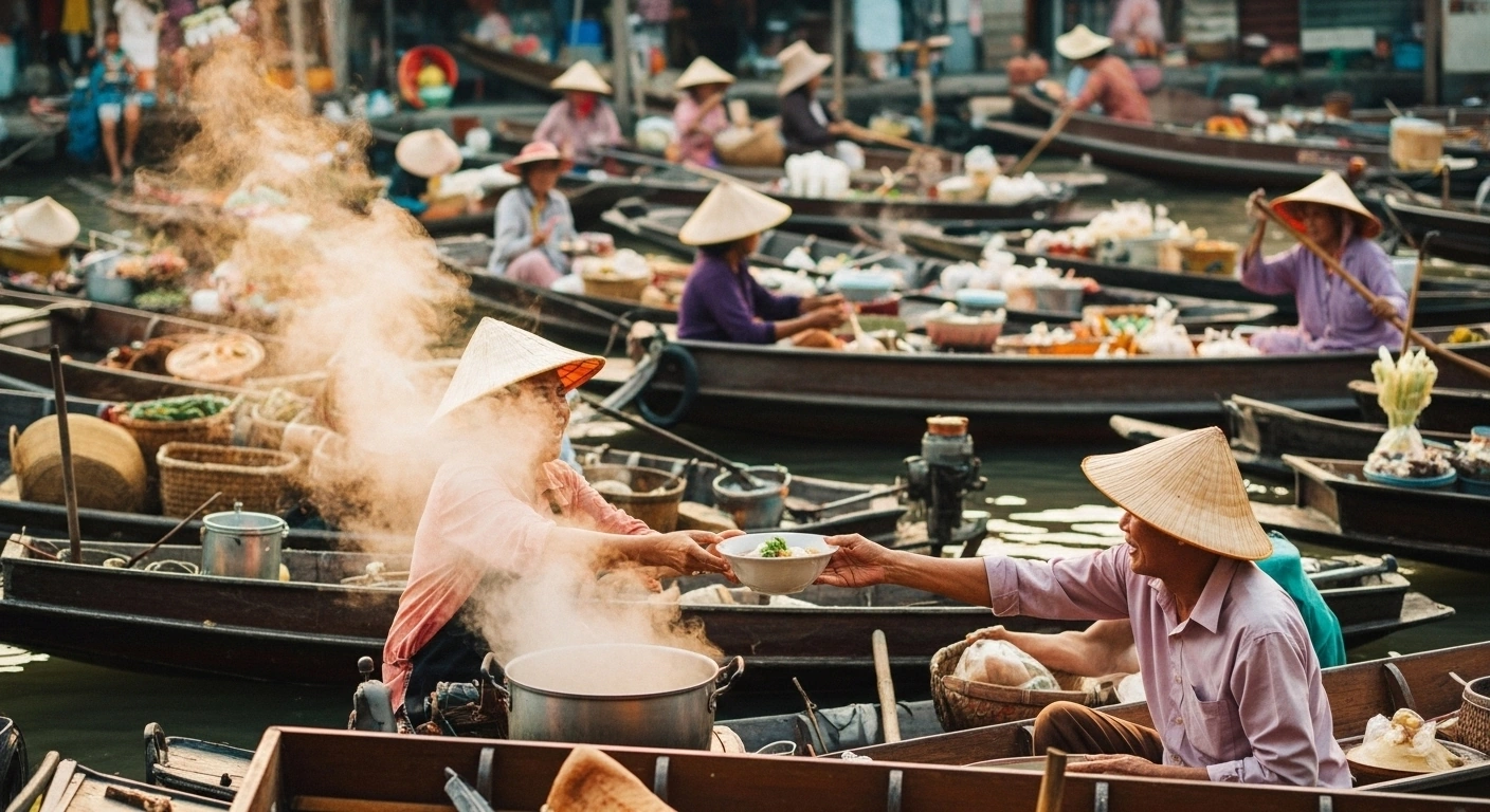 Ăn Hàng Chợ Nổi: Nét Văn Hóa Ẩm Thực Lênh Đênh Sông Nước Miền Tây - ảnh minh họa 1