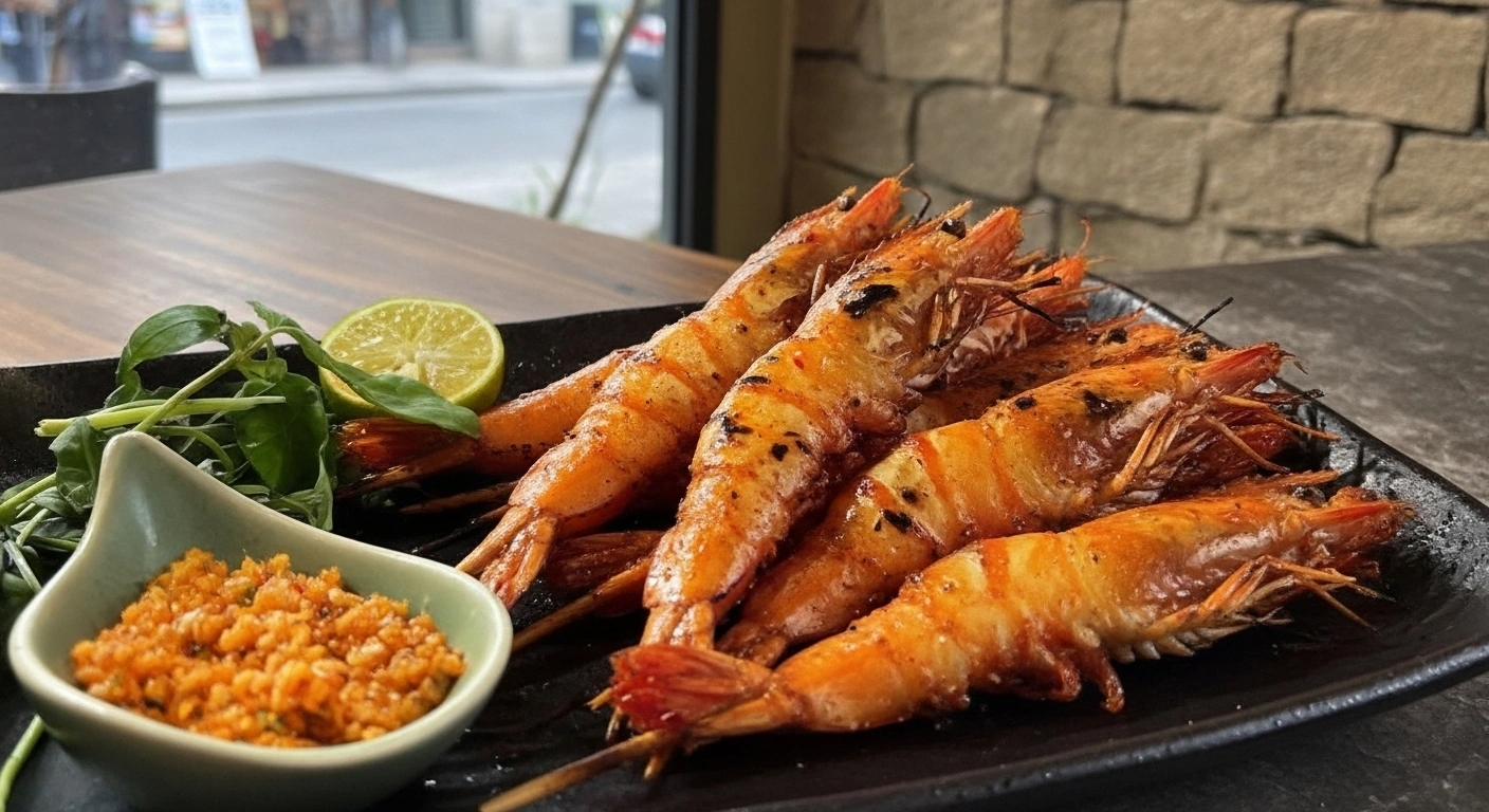 Tôm nướng muối ớt: Món ngon